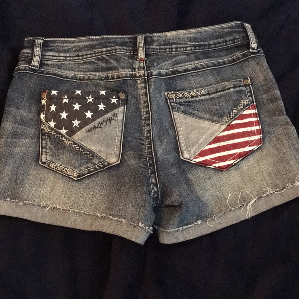 American flag denim shorts